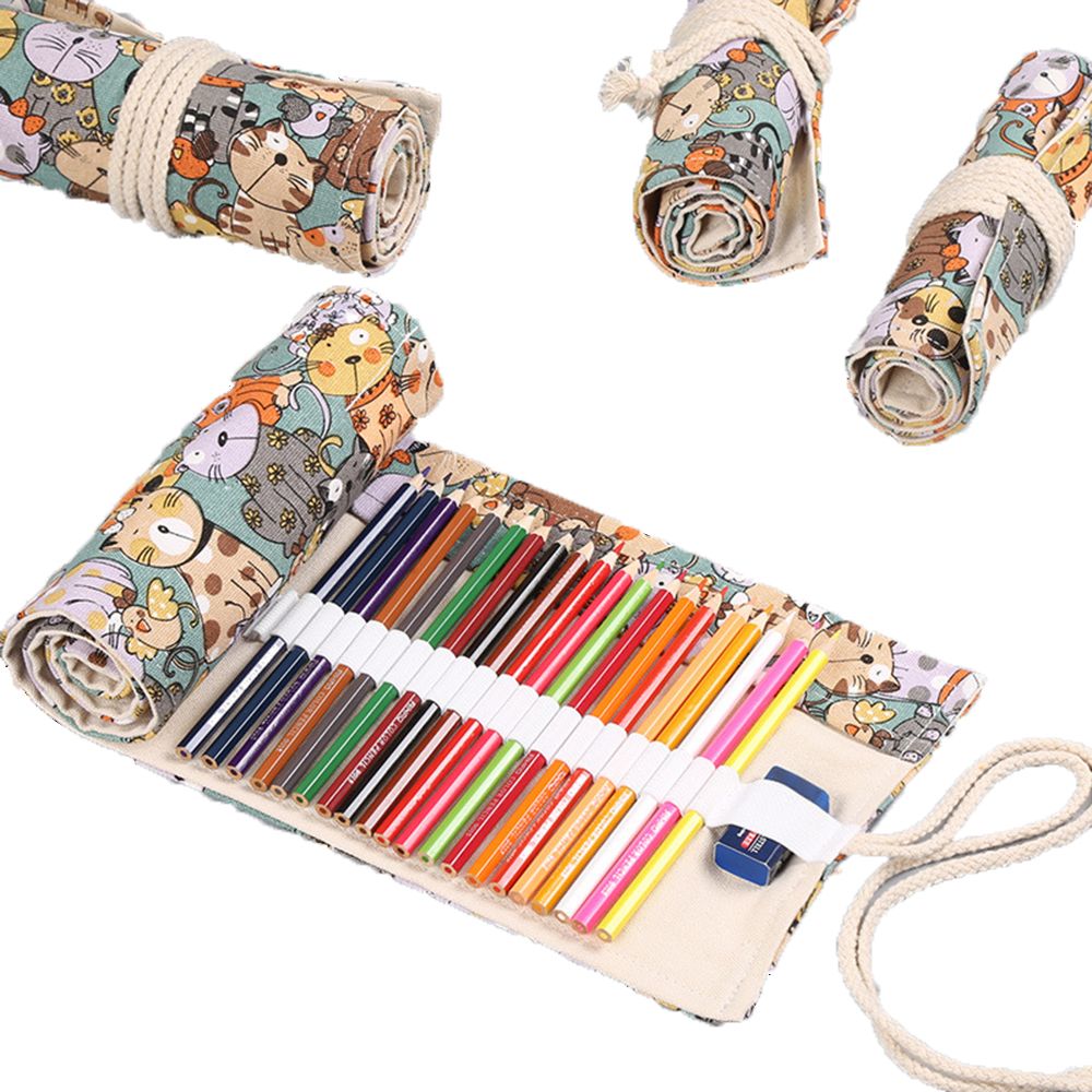 Pen Pouch Roll - Cartoon Federmäppchen für Jungen und Mädchen,