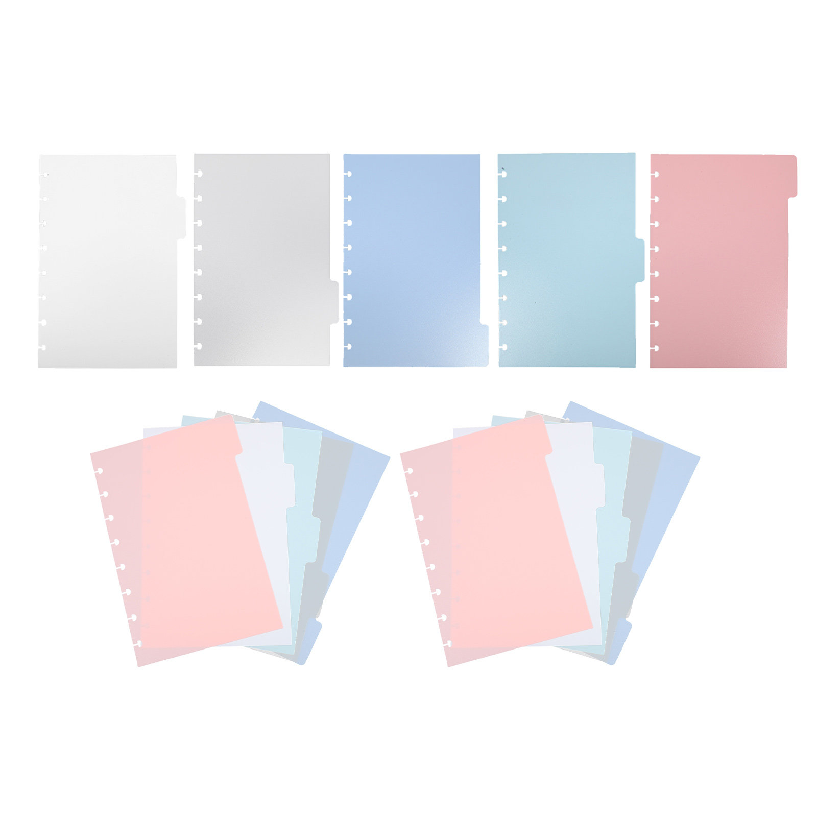 Index Tab Divider - Plastik-Ordner-Trennblätter, beschreibbare leere Registerkarten, Pilzloch-Registerkarten, Planer-Organizer,