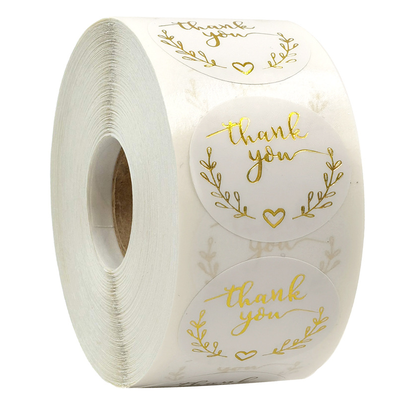 Stationery Supplies Business - 100–500 Stück goldfarbene Dankesaufkleber für kleine
