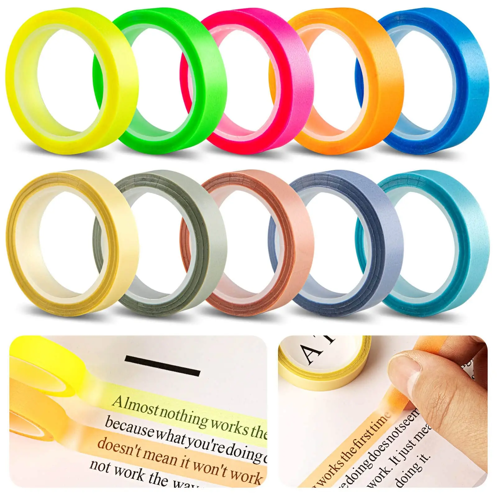 Index Tab Divider - 5 Rollen transparente fluoreszierende Index-Tabs, Flaggen,