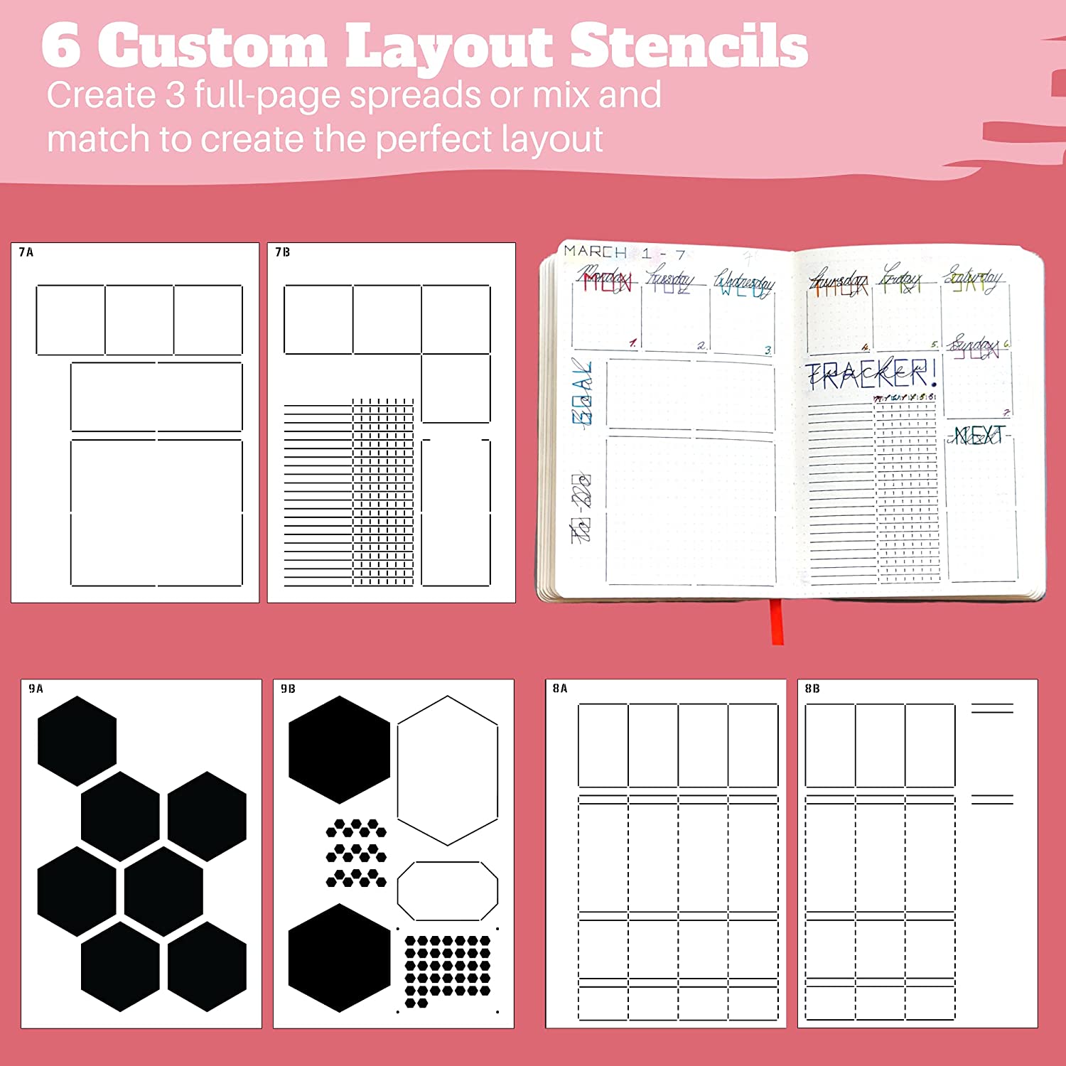 Notebook Dotted A5 - 6 packung Reusable Kunststoff Wöchentlich Layouts