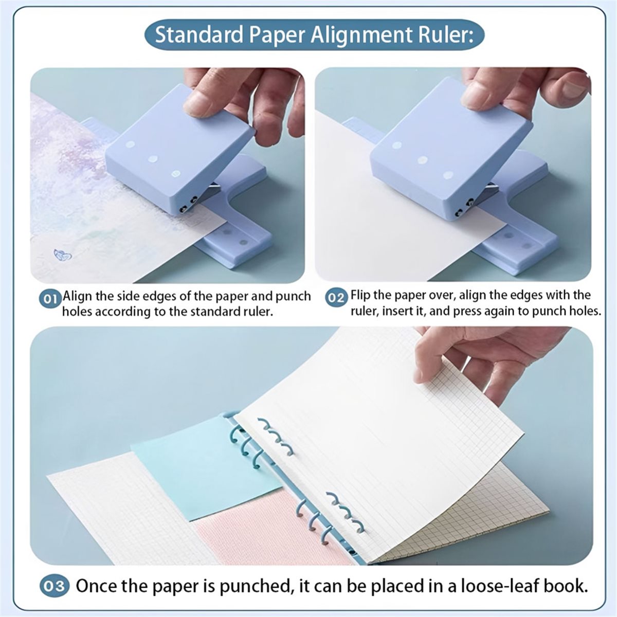 Paper Punch 3 Hole - 【Neuer Benutzer-Coupon!】3-Loch-Handstanzer, kleiner Multifunktions-Lochstanzer für Scrapbooking,