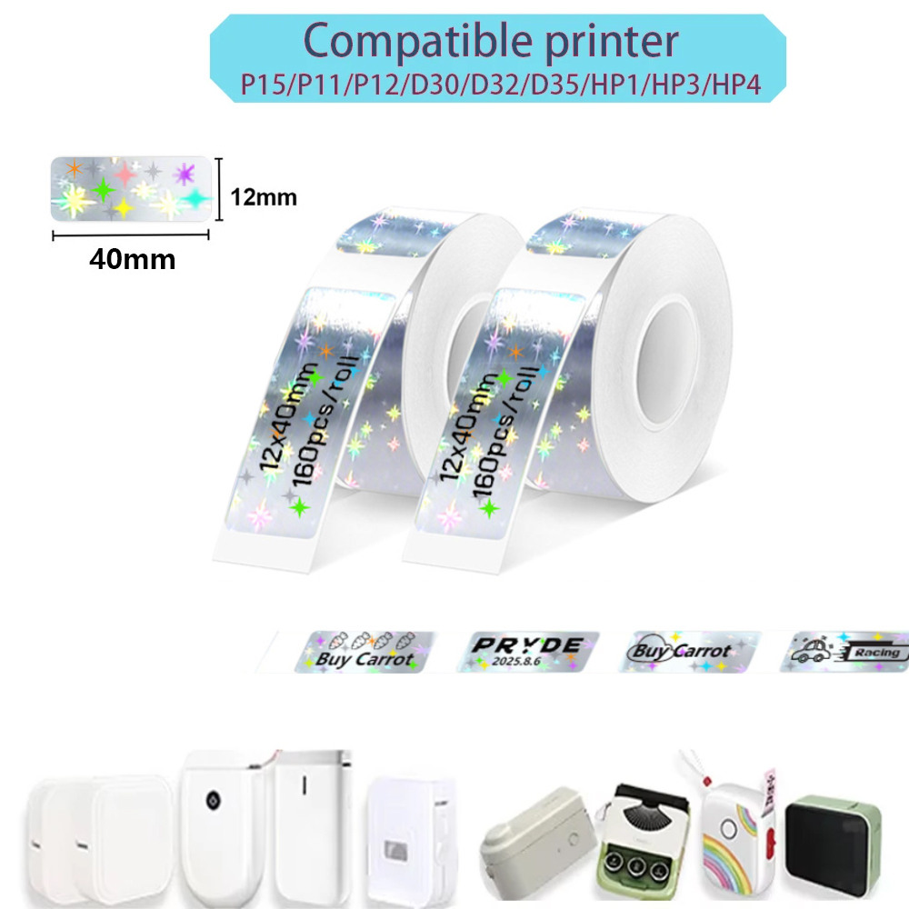 Label Printer Tape - P15 Etikettendrucker, tragbar, selbstklebend, 12 x
