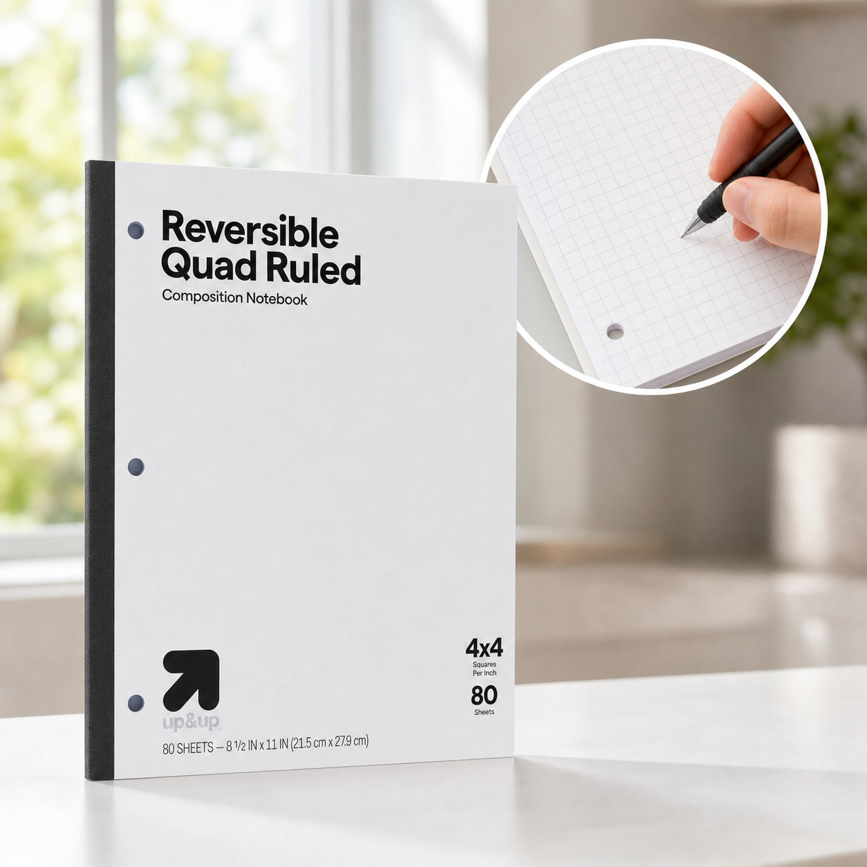Graph Paper Pad - 1 Stück Reversibles Notizbuch mit Quad-Raster,