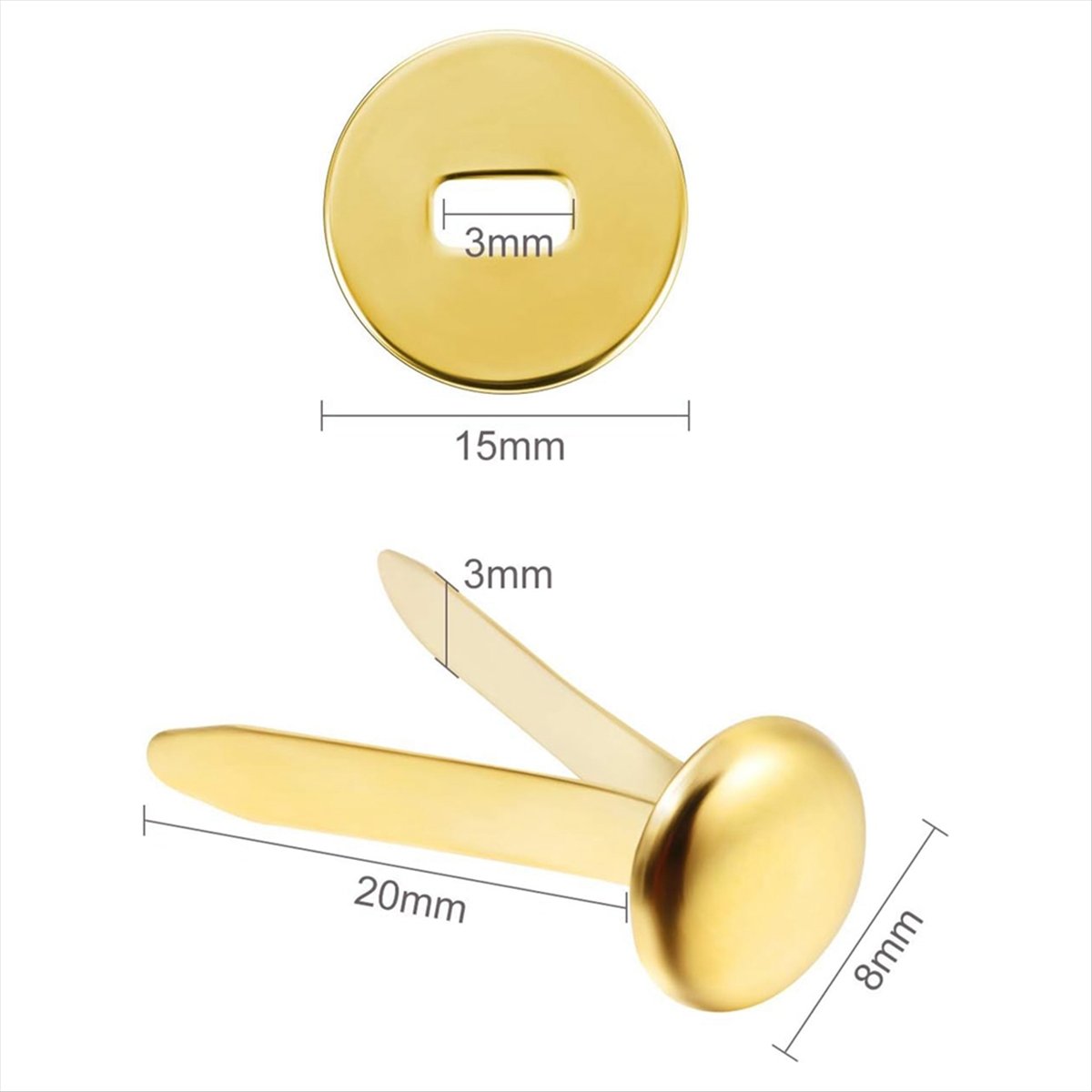 Paper Punch 3 Hole - A78I 300 Stück 3/4 Zoll Messing-Papierklammern