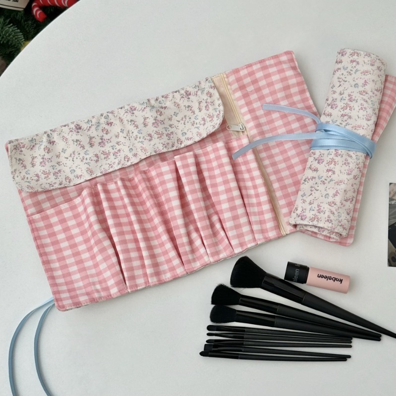 Pen Pouch Roll - Ästhetische Frühlings-Blumen-Roll-up-Bleistifttaschen für Kinder und Mädchen,