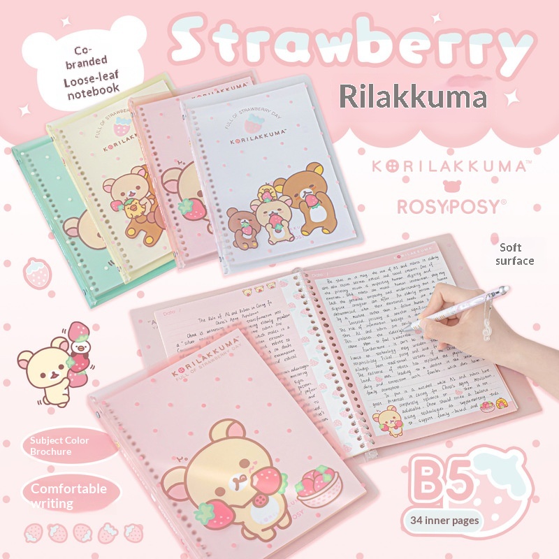 Graph Paper Pad - Rosyposy Korilakkuma Strawberry B5 Loseblatt-Notizbuch mit