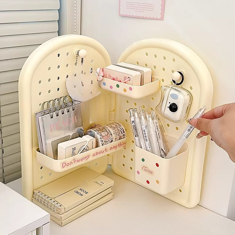 Ideal Stationery & Office Supply - Niedlicher, faltbarer Eck-Pegboard-Schreibtisch-Organizer, Kawaii Schreibwaren-Aufbewahrung mit