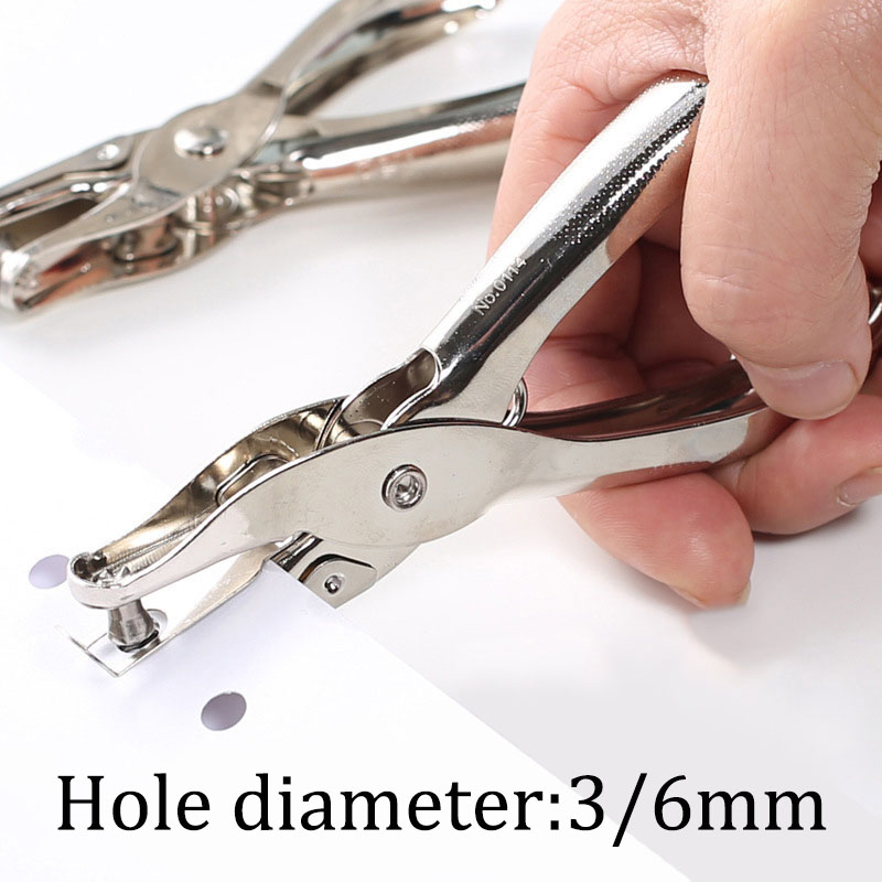Paper Punch 3 Hole - Handgehaltene Metall-Lochzange für Bürobedarf, Runde Löcher