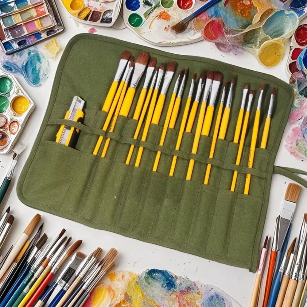 Pen Pouch Roll - 30-Fächer Malerpinsel-Aufbewahrungstasche Tragbare Wasserdichte Rollbare Stifttasche