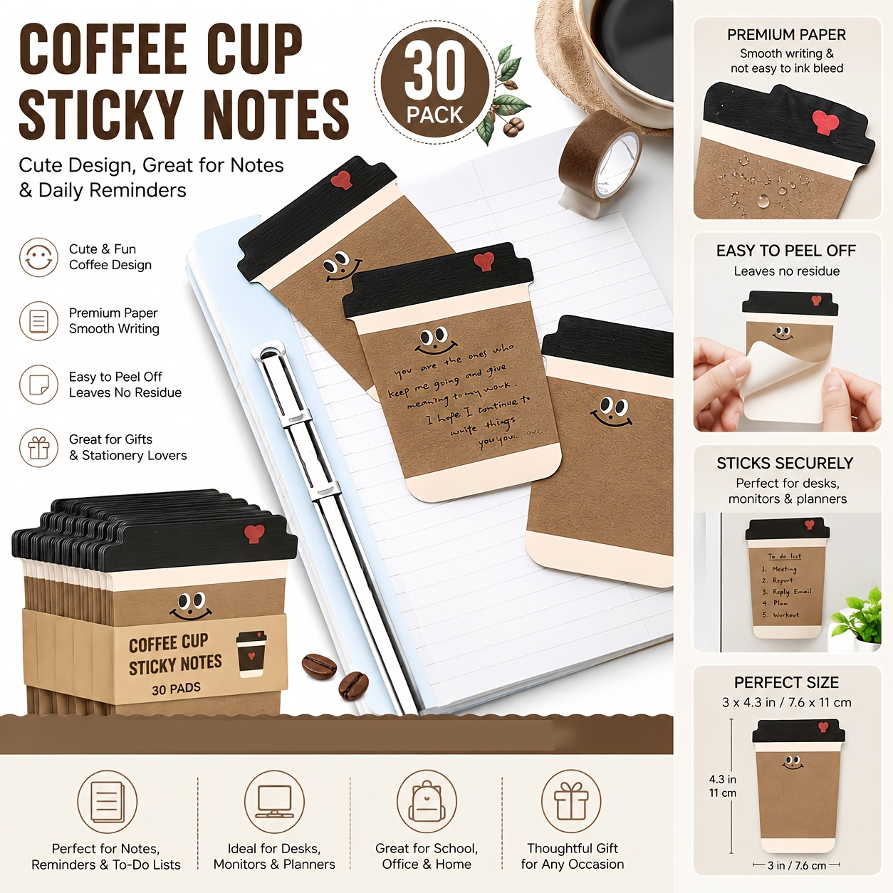 Lustiges Kaffee-Muster Haftnot – Graph Paper Pad Bewertung und Preis
