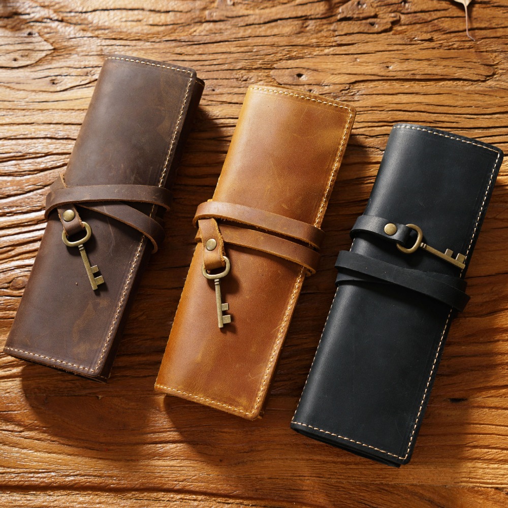 Retro echtes Leder handgemacht – Pen Pouch Roll Bewertung und Preis