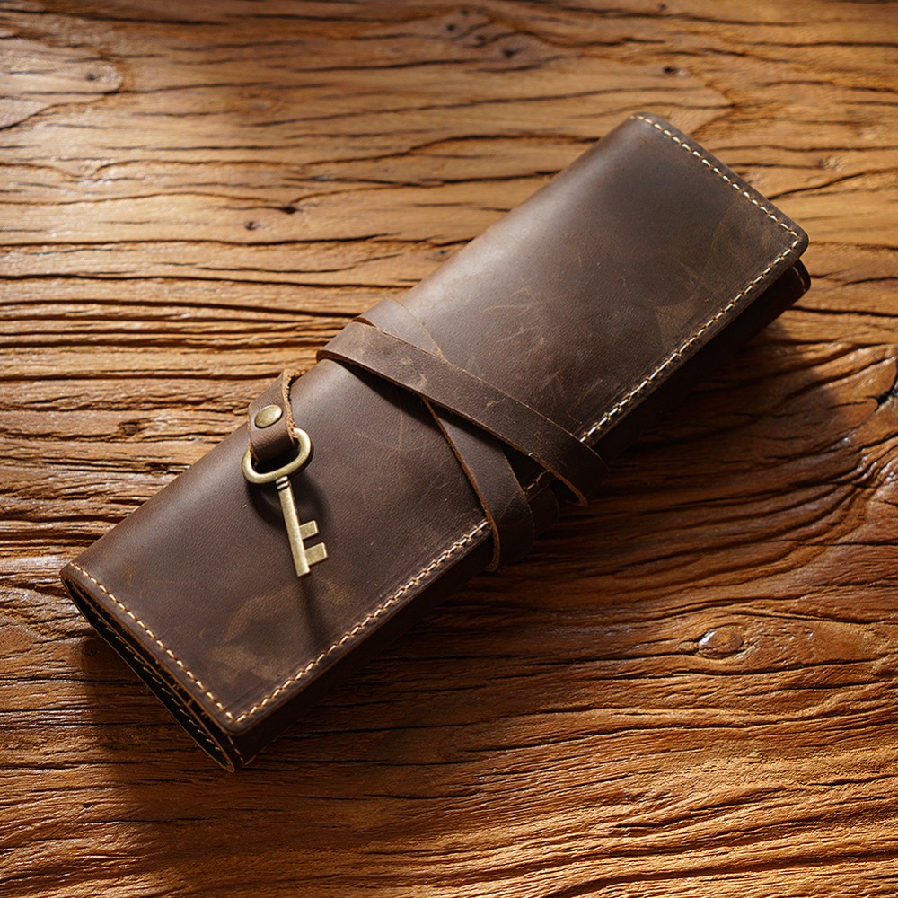 Retro echtes Leder handgemacht – Pen Pouch Roll Bewertung und Preis