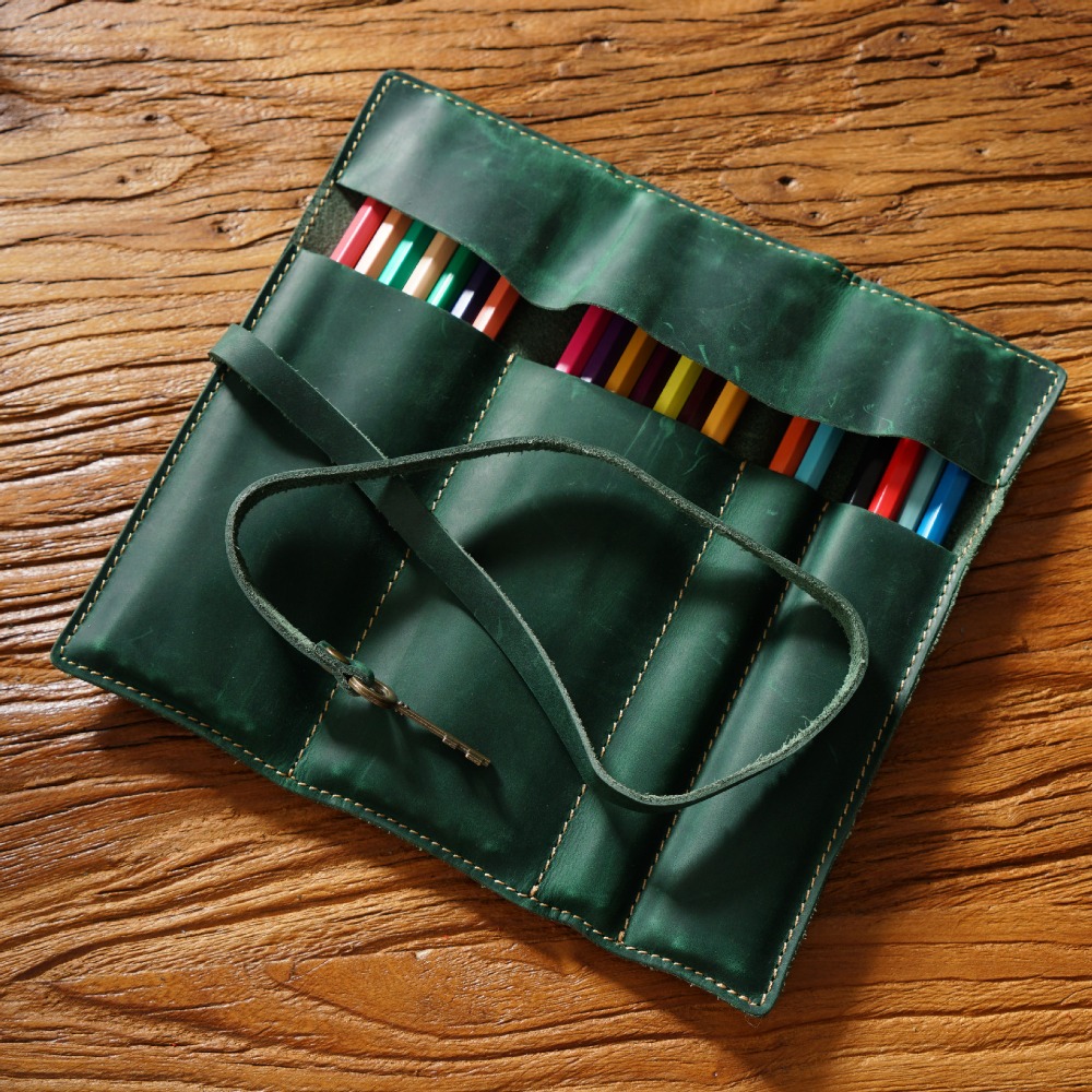 Retro echtes Leder handgemacht – Pen Pouch Roll Bewertung und Preis