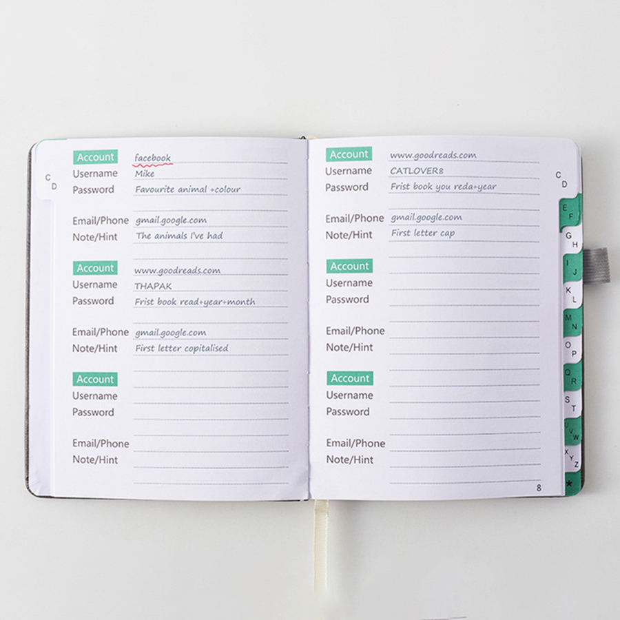 1 Kompaktes Passworthalterbuch – Index Tab Divider Bewertung und Preis